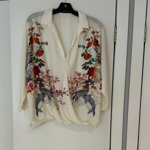 Zara Cream Floral Print Blouse